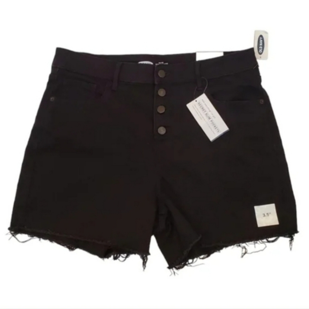 Old Navy black button Fly High Rise Jeans Shorts